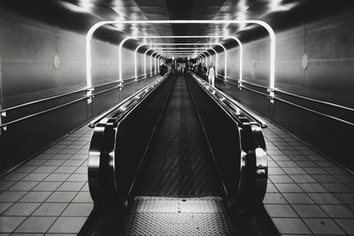 Illuminated subway station platform