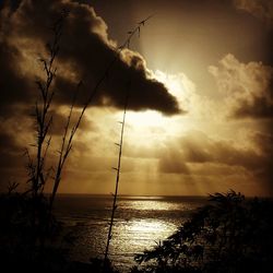 Scenic view of sea against cloudy sky