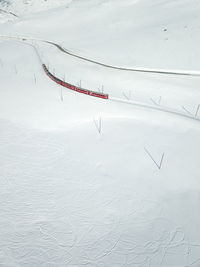 Aerial view of snow covered landscape