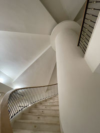 Low angle view of spiral staircase in the ralli museum in marbella, southern spain. 