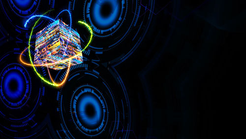 Full frame shot of illuminated lights at night