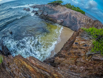 High angle view of sea shore