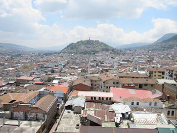 High angle view of townscape against sky