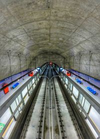 High angle view of escalator at subway station