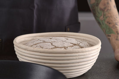 Close-up of bread in bowl on table