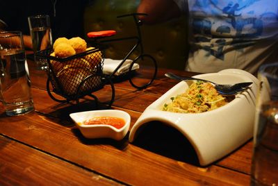 Close-up of food on table