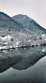 Scenic view of lake against sky during winter