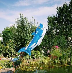 View of sculpture in park