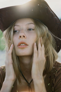 Close-up portrait of a beautiful young woman