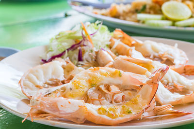 Close-up of food served in plate