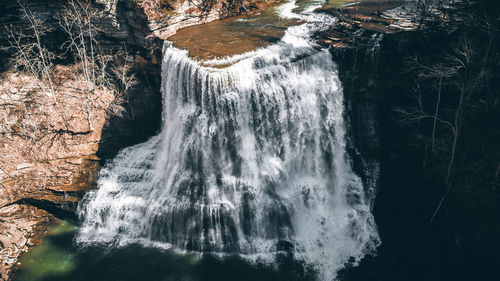 High angle view of waterfall