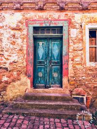 Closed door of old building