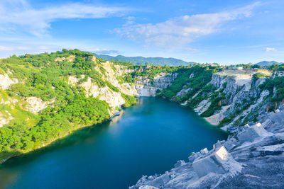 Landscapes of the mountain and blue sky background