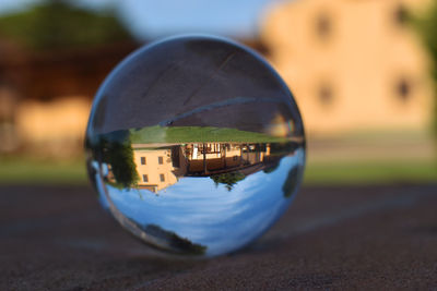 Close-up of ball on road