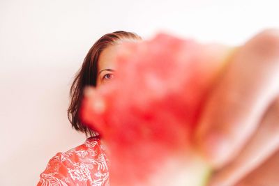 Close-up portrait of a young woman