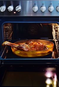 Close-up of food on barbecue grill