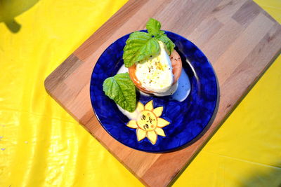 High angle view of food on table