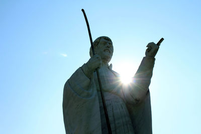 Low angle view of statue against clear sky