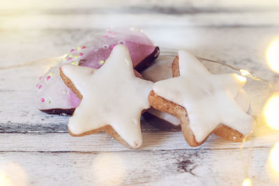 Close-up of cookies on table