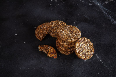 High angle view of bread on table