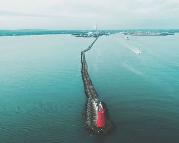 High angle view of sea against sky