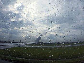 Close-up of raindrops on window