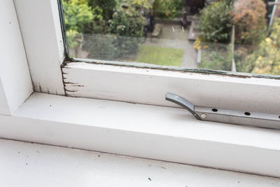 Close-up of window sill