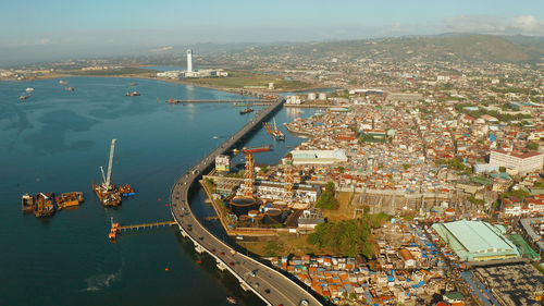 High angle view of buildings in city