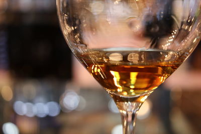 Close-up of beer in glass