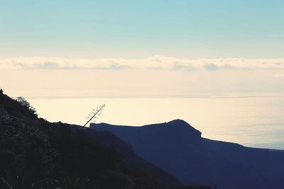 Scenic view of silhouette mountains against sky