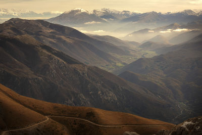 Scenic view of mountains against sky