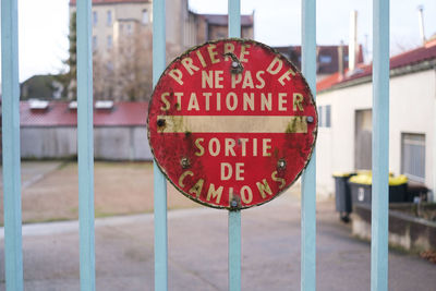 Close-up of road sign