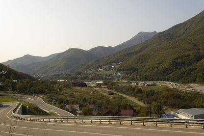 Scenic view of mountains against clear sky