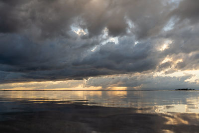 Scenic view of sea against cloudy sky