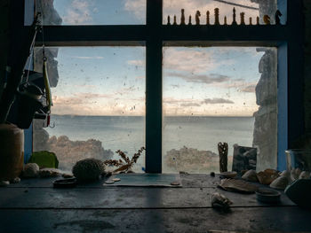 Sea seen through glass window