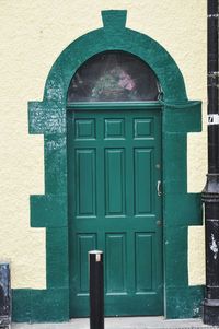 Closed door of building