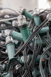 Close-up of tangled string lights