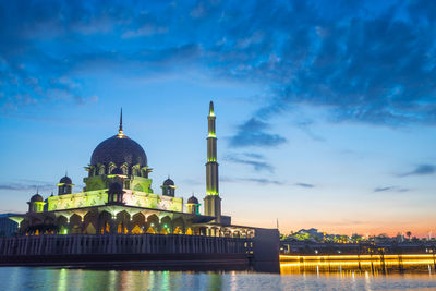 Illuminated mosque at night