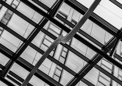 Low angle view of skylight in building