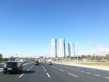 View of city against blue sky