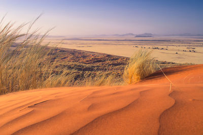 Namibian dune landscape during sunset. beauty in nature.