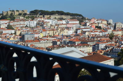 Cityscape against clear sky