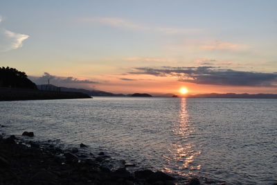 Scenic view of sea against sky during sunset