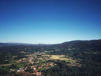 Scenic view of landscape against clear blue sky