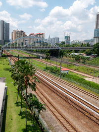 Railroad tracks against sky