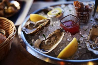 Close-up of food on table