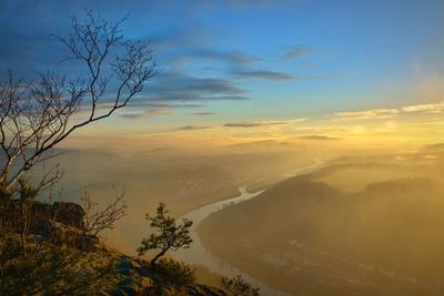 Scenic view of sea against sky at sunset