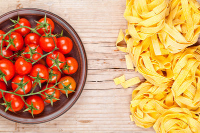 High angle view of food on table