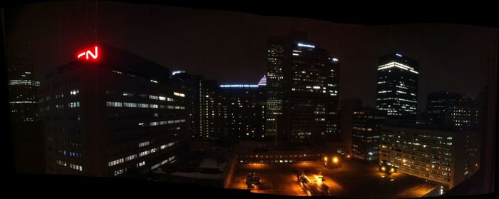 Illuminated city at night