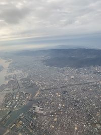 High angle view of city against sky
